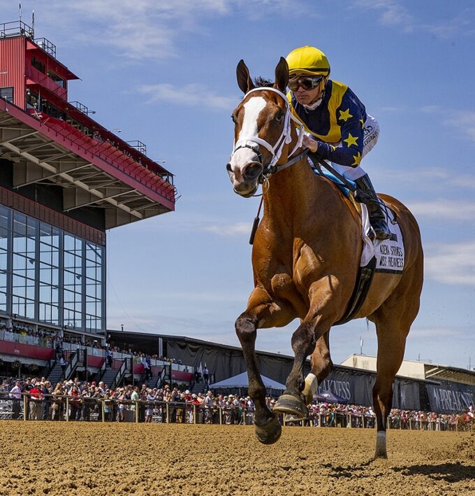 Covfefe wins the Miss Preakness Stakes (G3) at Pimlico -Evers/Eclipse Sportswire/CSM