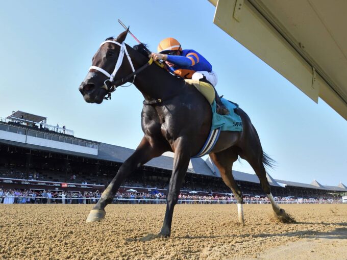 2yo filly The Queens M G dominates the 2024 Adirondack S. (G3) by 9 lengths at Saratoga | NYRA photo