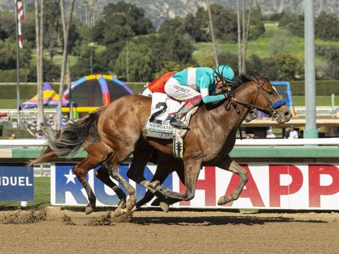 Newgate wins the Grade III $200,000 Robert B. Lewis Stakes Saturday, February 4, 2023 - Benoit Photo