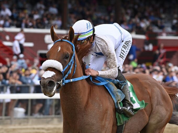 Dancing Groom breaks his maiden on Aug. 19, 2023 at Saratoga - NYRA photo