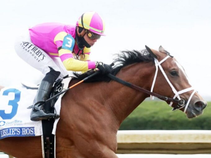 Leslie's Rose wins the Grade 1 Ashland S. at Keeneland - Renee Torbit/Coady photography