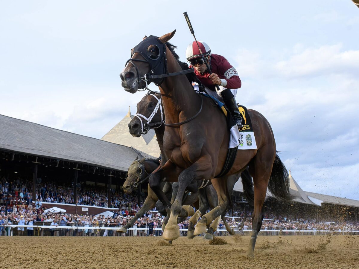 Dornoch becomes a classic winner in the 2024 Belmont Stakes-G1 at 1 1/4 miles at Saratoga | NYRA photo