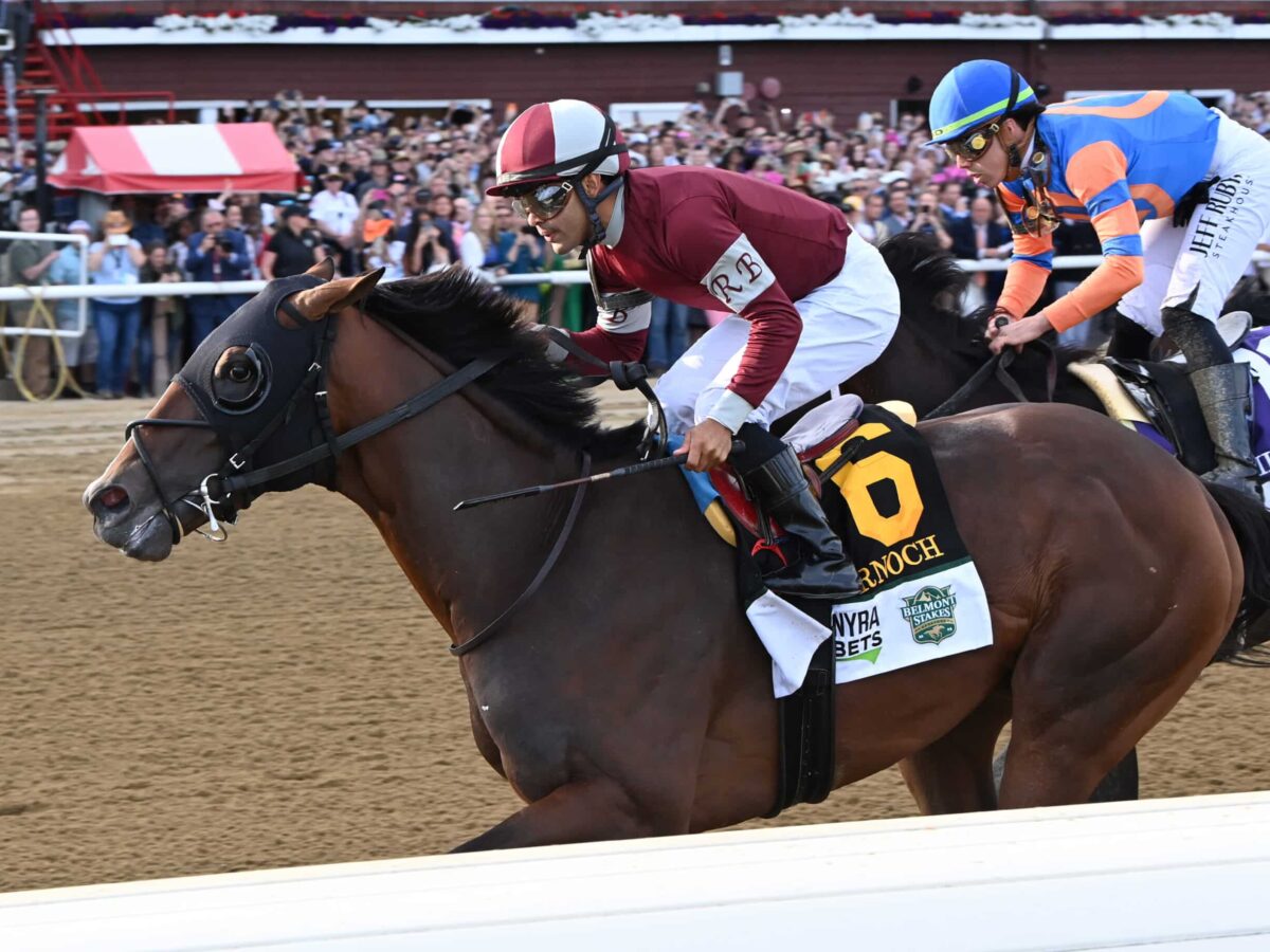 Dornoch becomes a classic winner in the 2024 Belmont Stakes-G1 at 1 1/4 miles at Saratoga | NYRA photo