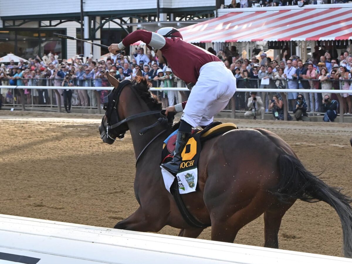 Dornoch becomes a classic winner in the 2024 Belmont Stakes-G1 at 1 1/4 miles at Saratoga | NYRA photo