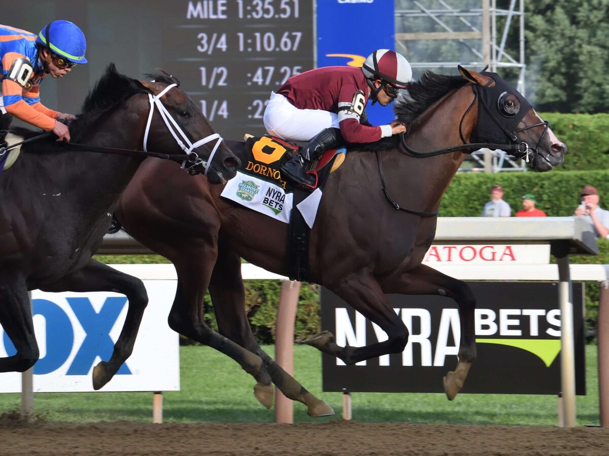 Dornoch becomes a classic winner in the 2024 Belmont Stakes-G1 at 1 1/4 miles at Saratoga | NYRA photo