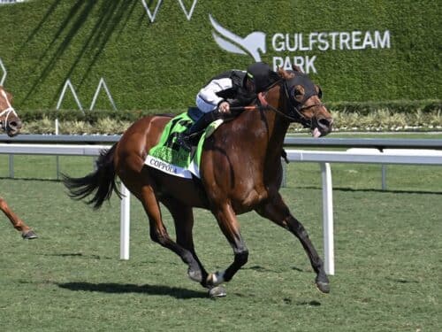 Coppola streaks to victory in the 2025 Gulfstream Park Turf Sprint S. - Coglianese photo