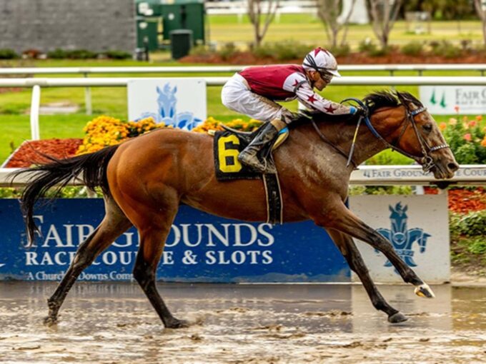 Hypnus winning his Jan. 18 debut at Fair Grounds - Hodges photography