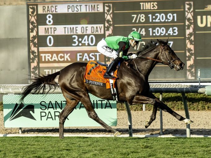 Top miler El Potente wins the Thunder Road S. (G3) at Santa Anita Park - Benoit Photo